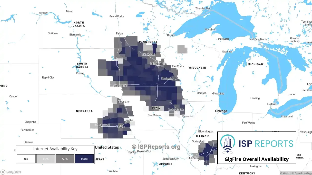 GigFire Internet Availability Map