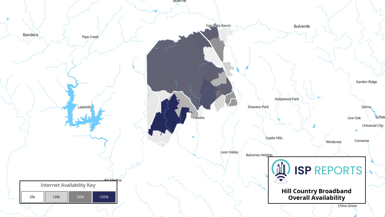 Hill Country Broadband Internet Availability Map