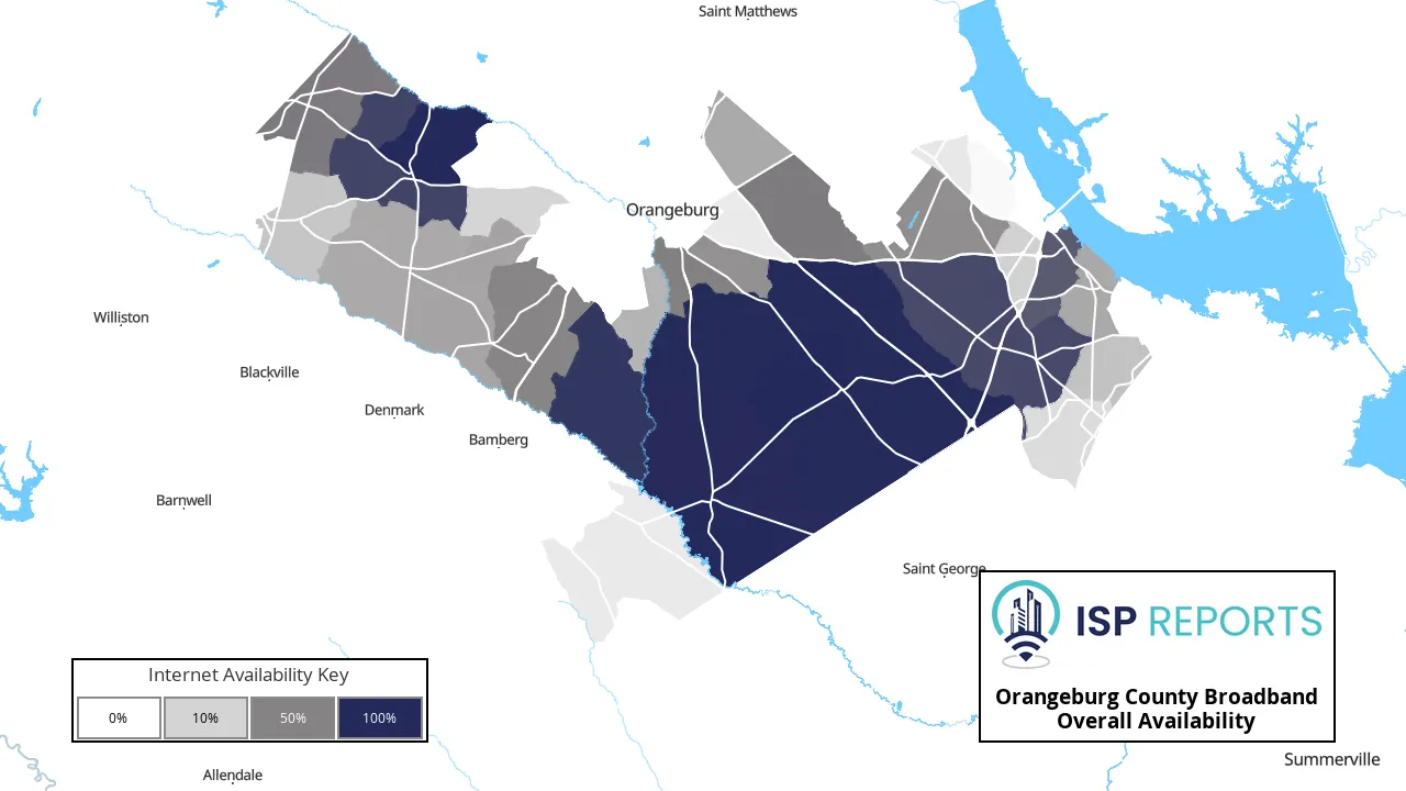 Orangeburg County Broadband Internet Availability Map