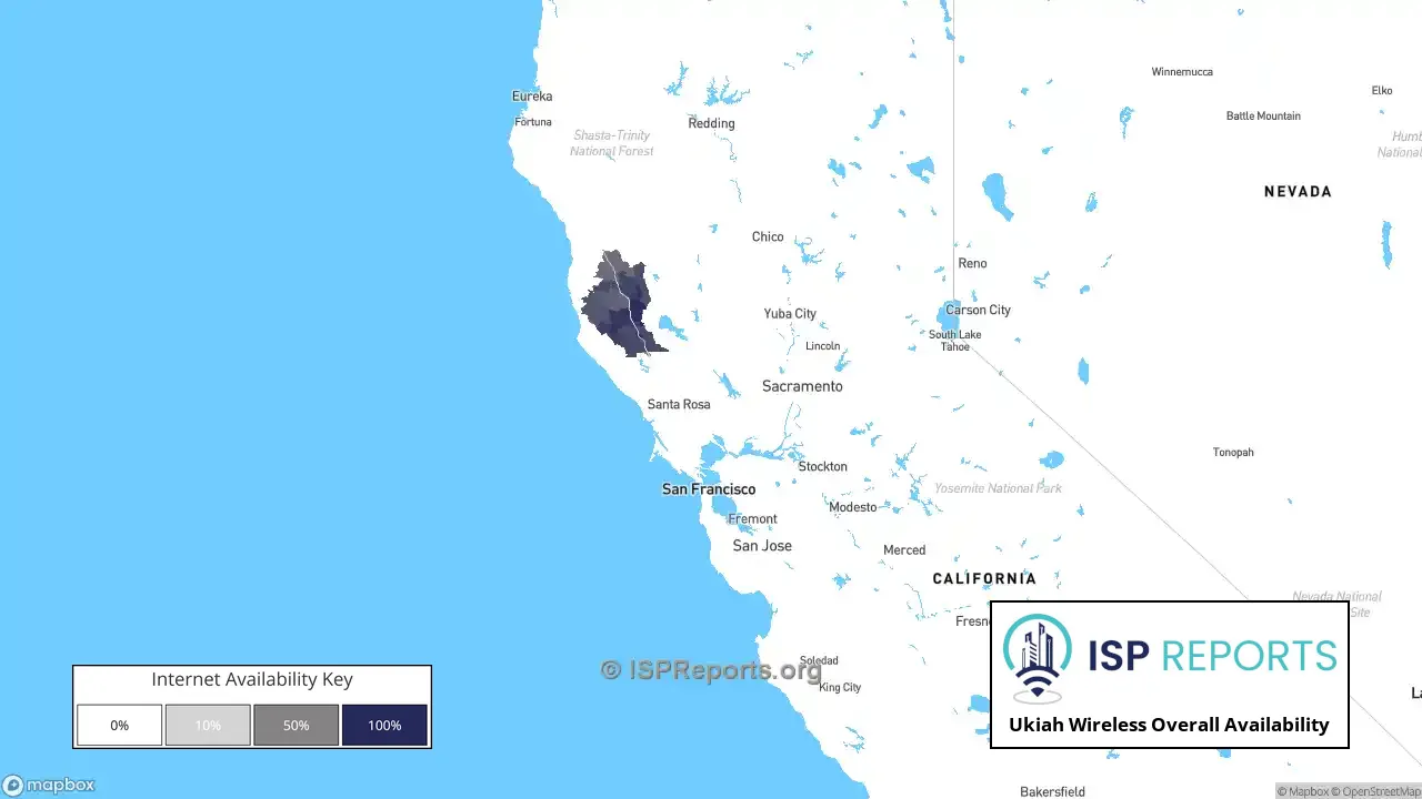 Ukiah Wireless Internet Availability Map