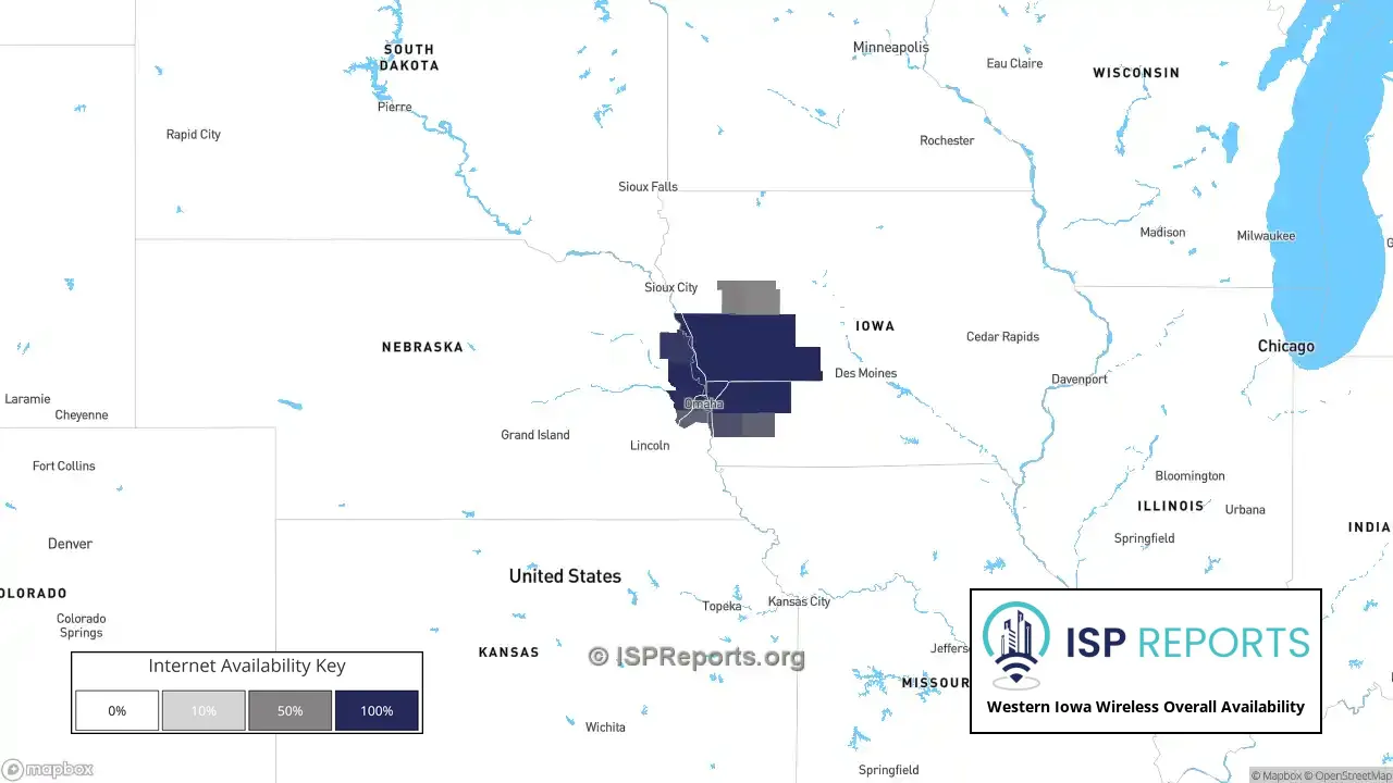 Western Iowa Wireless Internet Availability Map