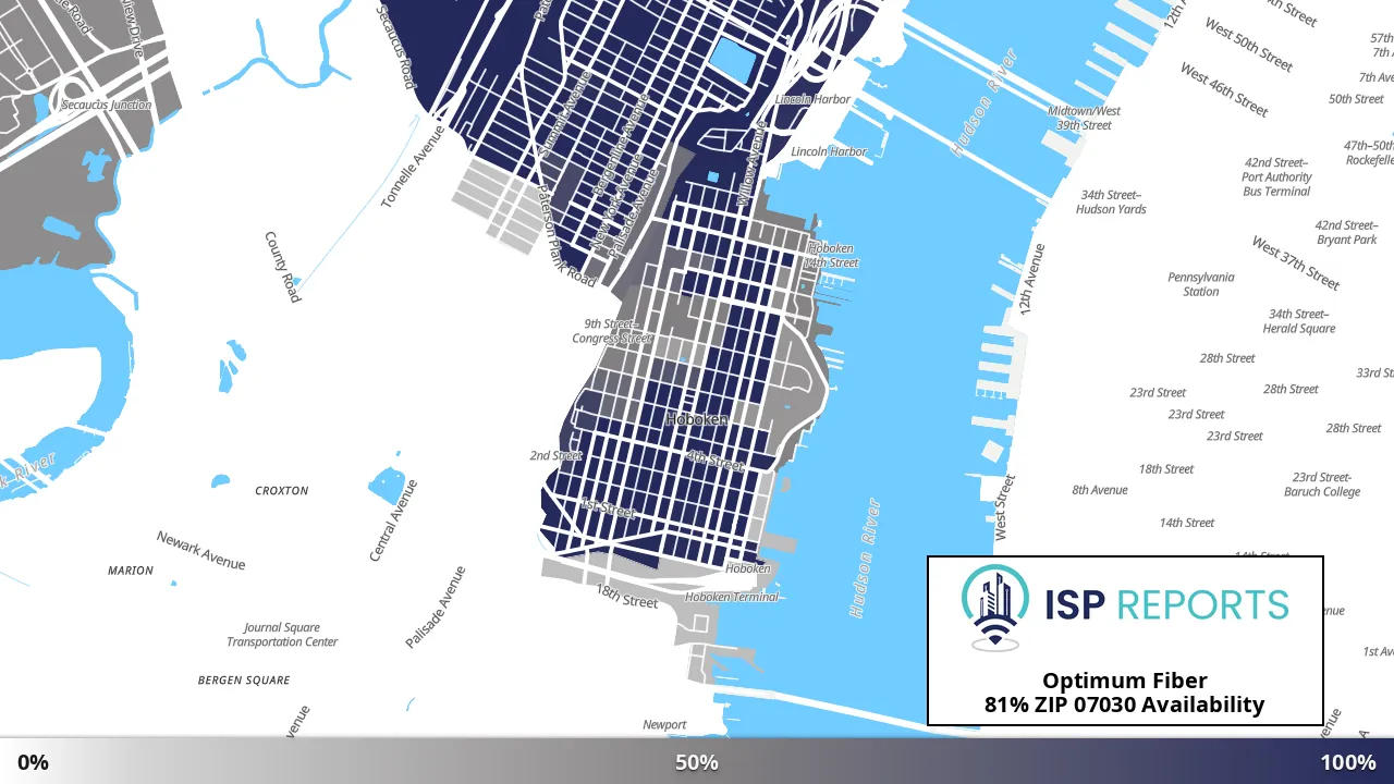 07030, NJ map of internet availability