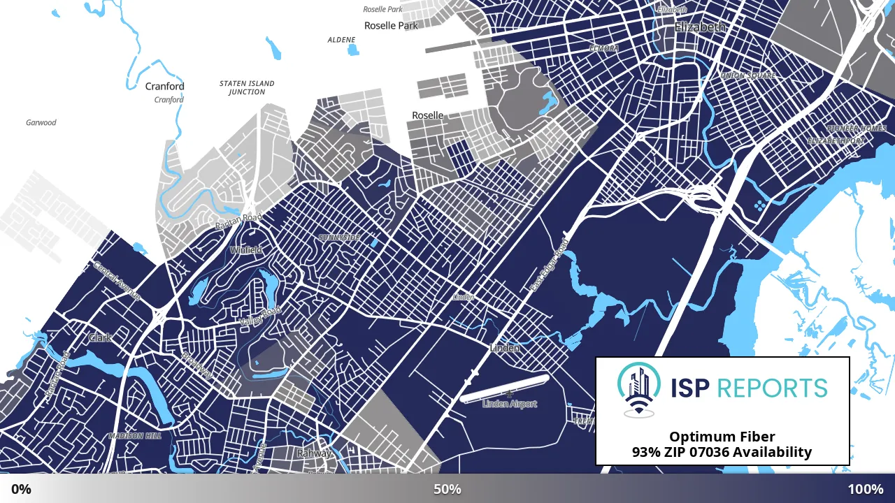 07036, NJ map of internet availability