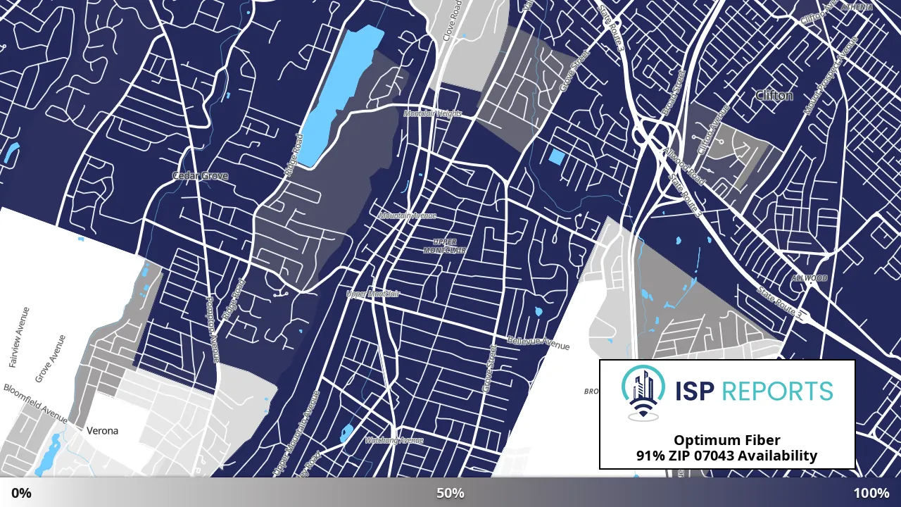 07043, NJ map of internet availability
