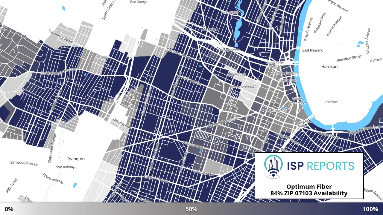 07103, NJ map of internet availability