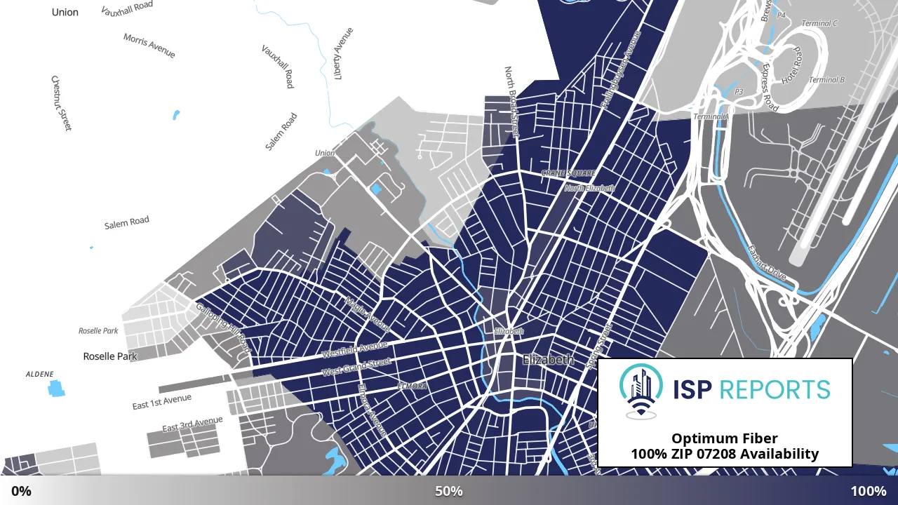 07208, NJ map of internet availability