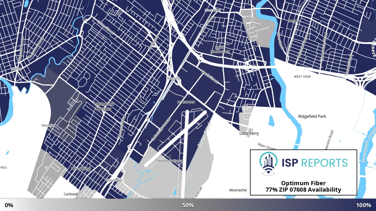 07608, NJ map of internet availability