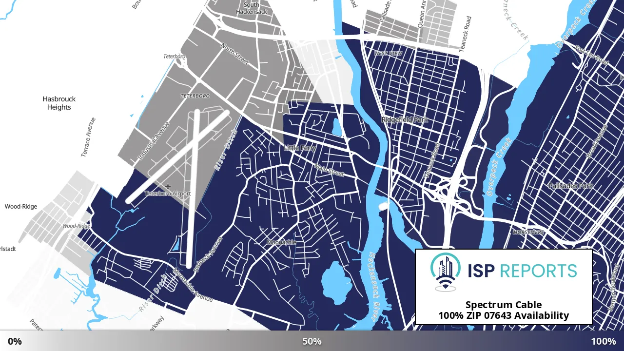 07643, NJ map of internet availability