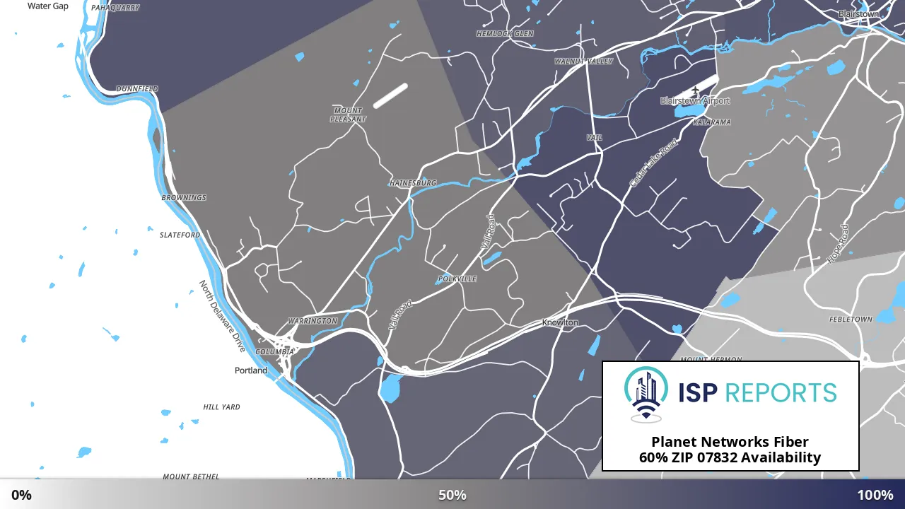 07832, NJ map of internet availability