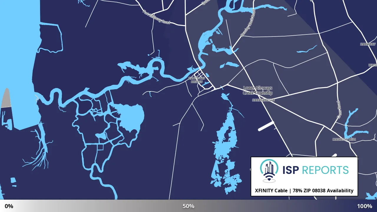 08038, NJ map of internet availability