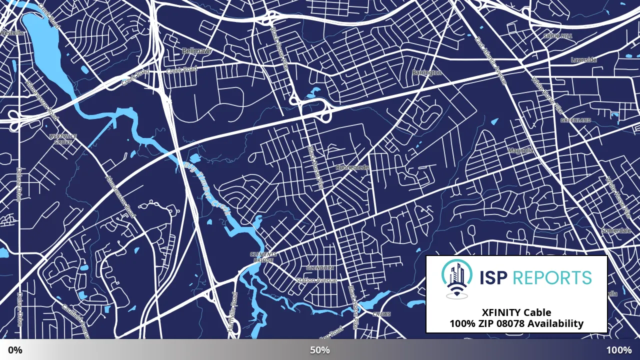 08078, NJ map of internet availability