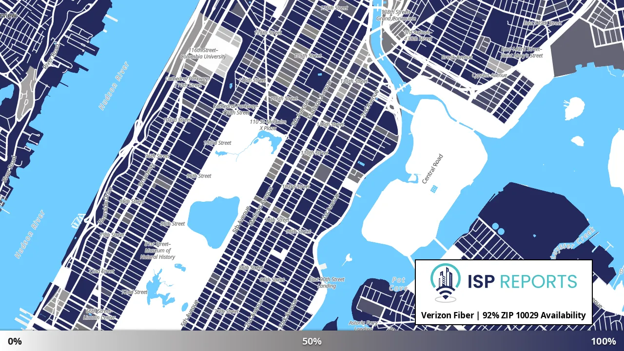 10029, NY map of internet availability