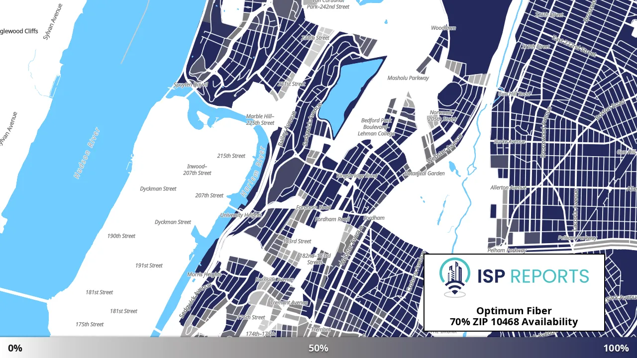 10468, NY map of internet availability