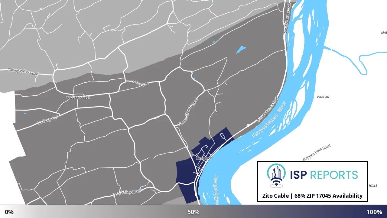 17045, PA map of internet availability