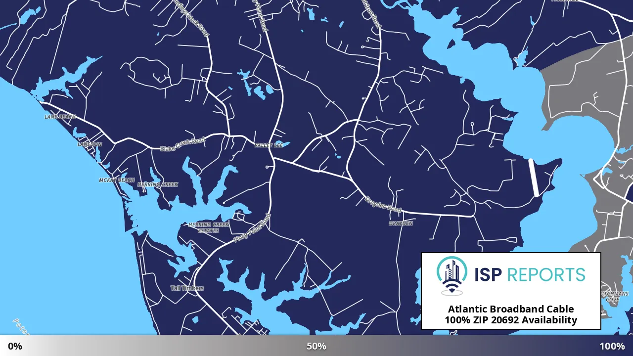 20692, MD map of internet availability