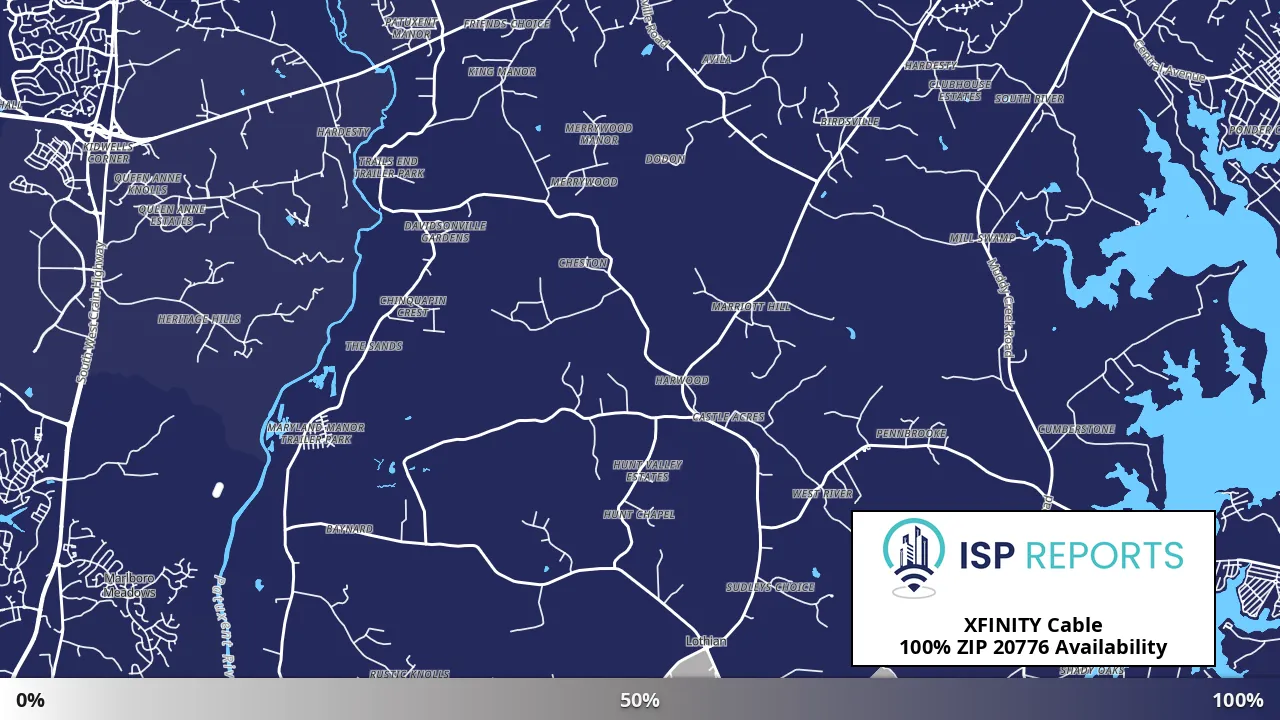 20776, MD map of internet availability