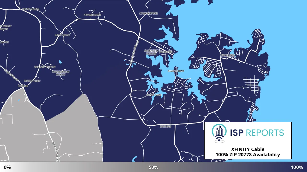 20778, MD map of internet availability