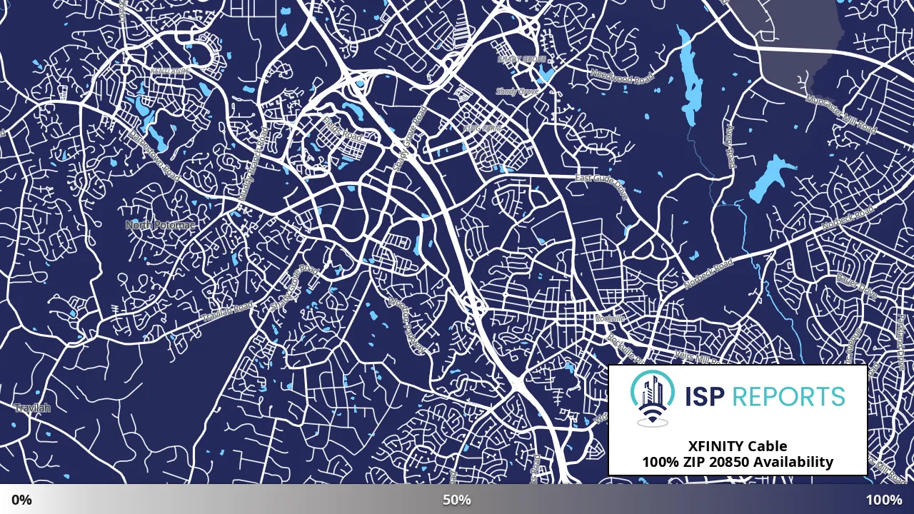 20850, MD map of internet availability