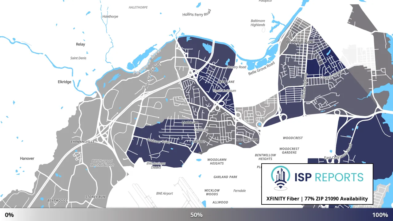 21090, MD map of internet availability