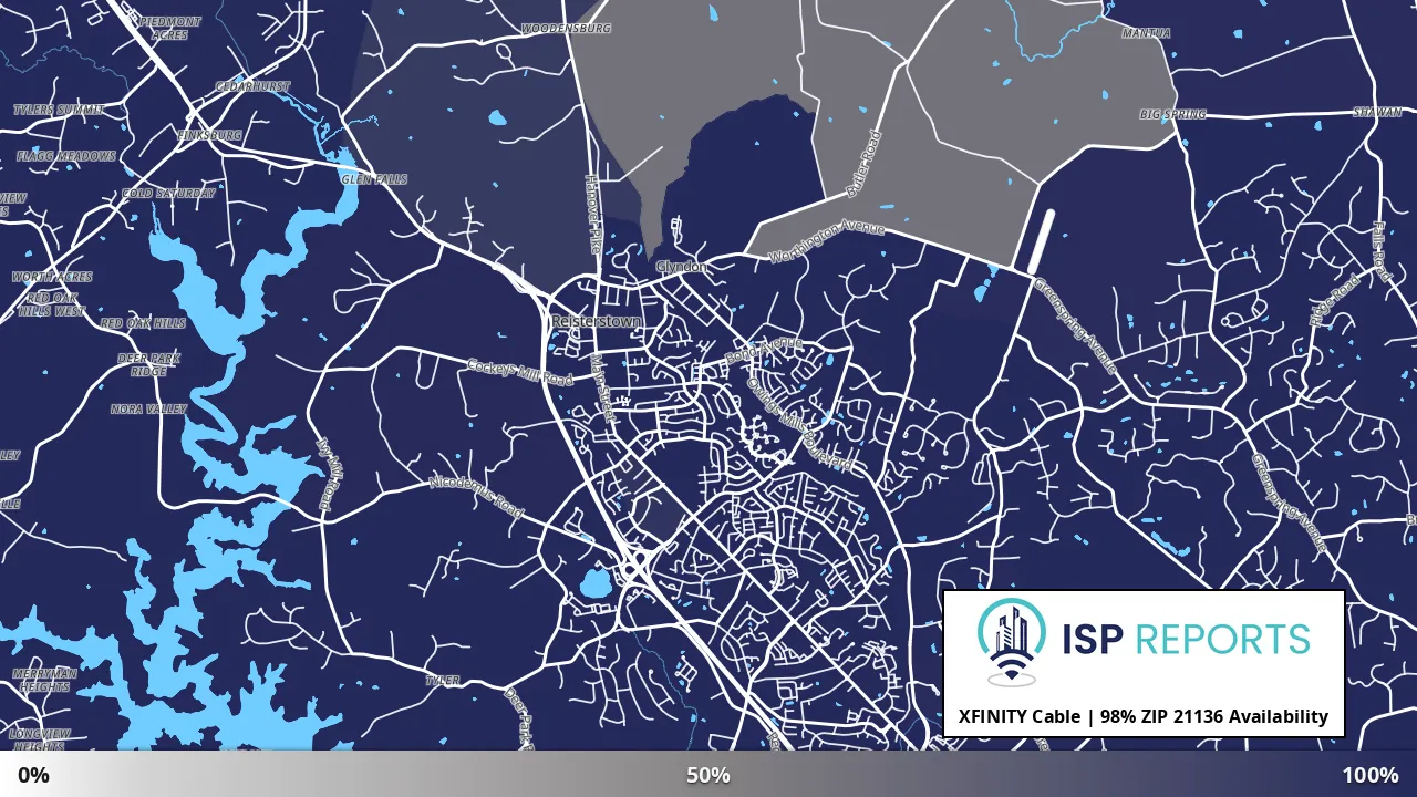 21136, MD map of internet availability