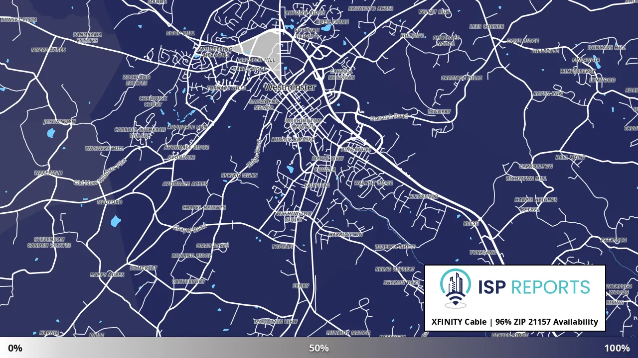 21157, MD map of internet availability