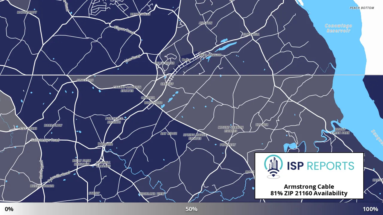 21160, MD map of internet availability