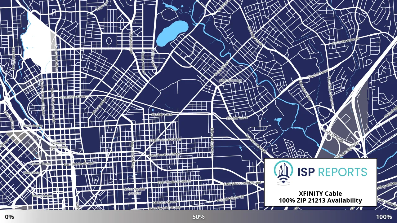 21213, MD map of internet availability