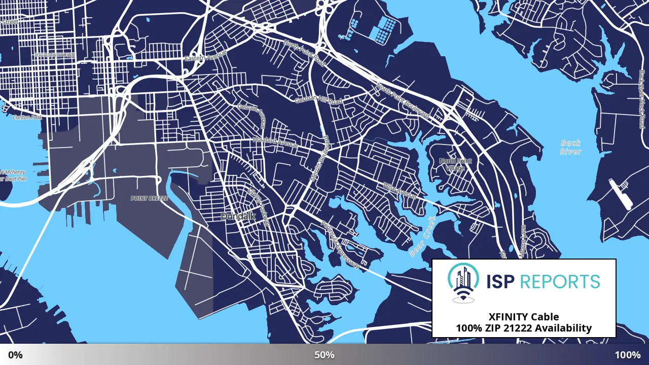 21222, MD map of internet availability