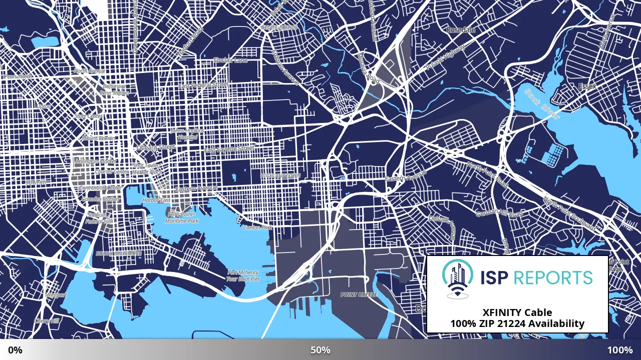 21224, MD map of internet availability