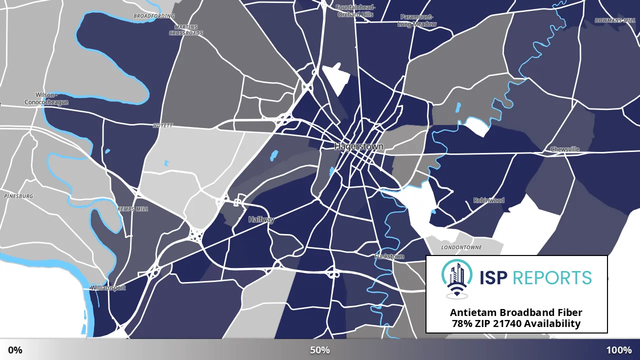 21740, MD map of internet availability
