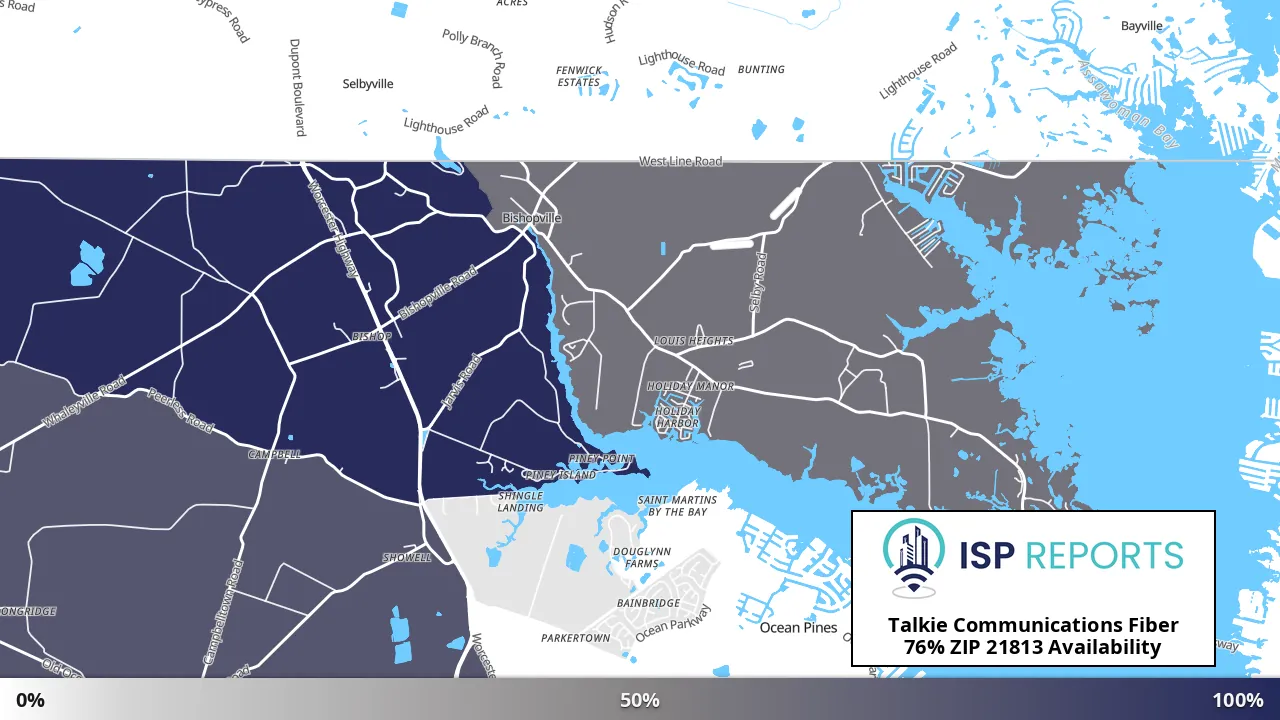 21813, MD map of internet availability