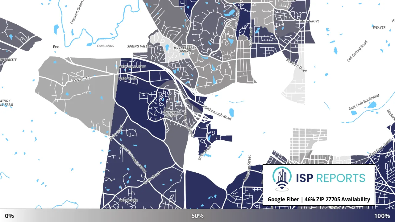 27705, NC map of internet availability