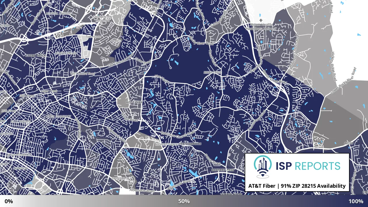 28215, NC map of internet availability