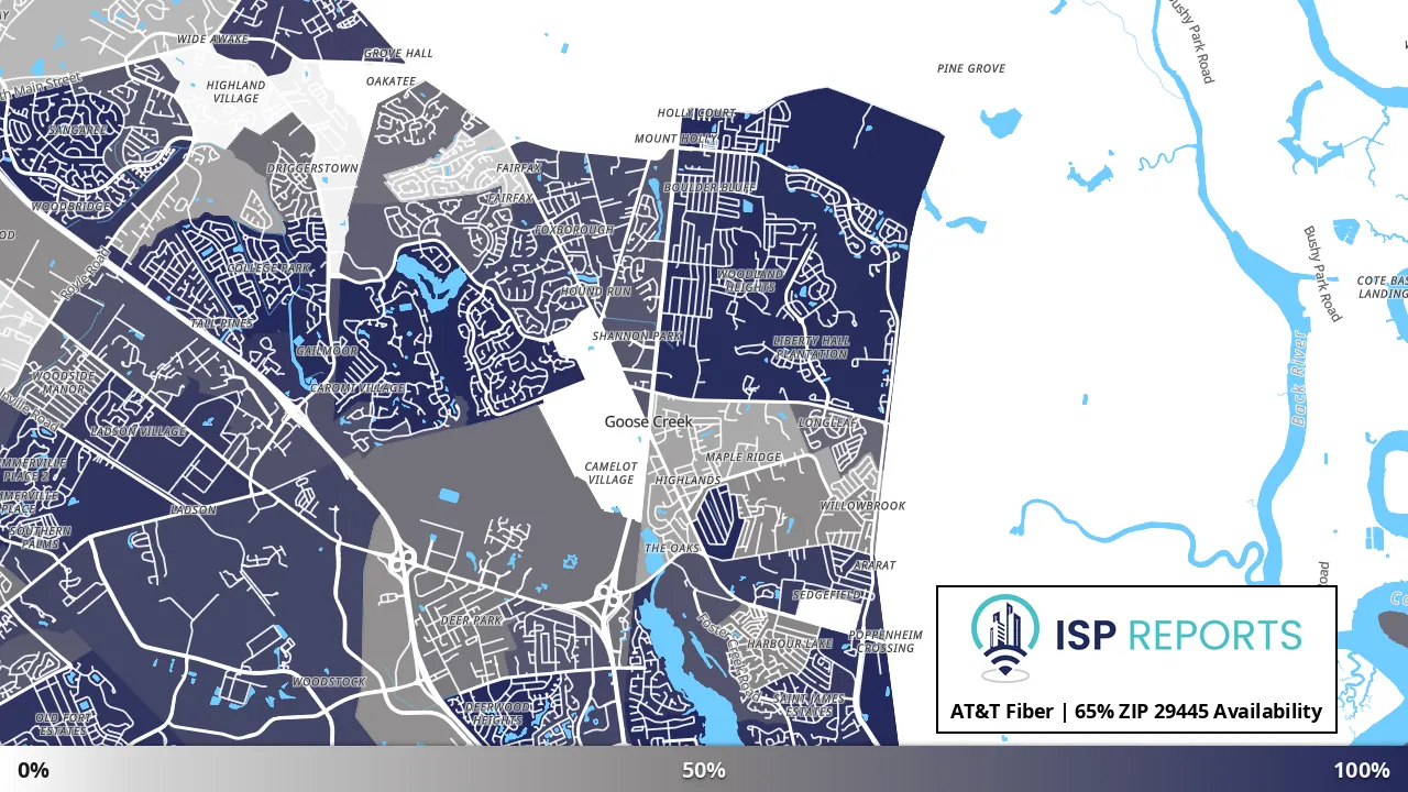 29445, SC map of internet availability
