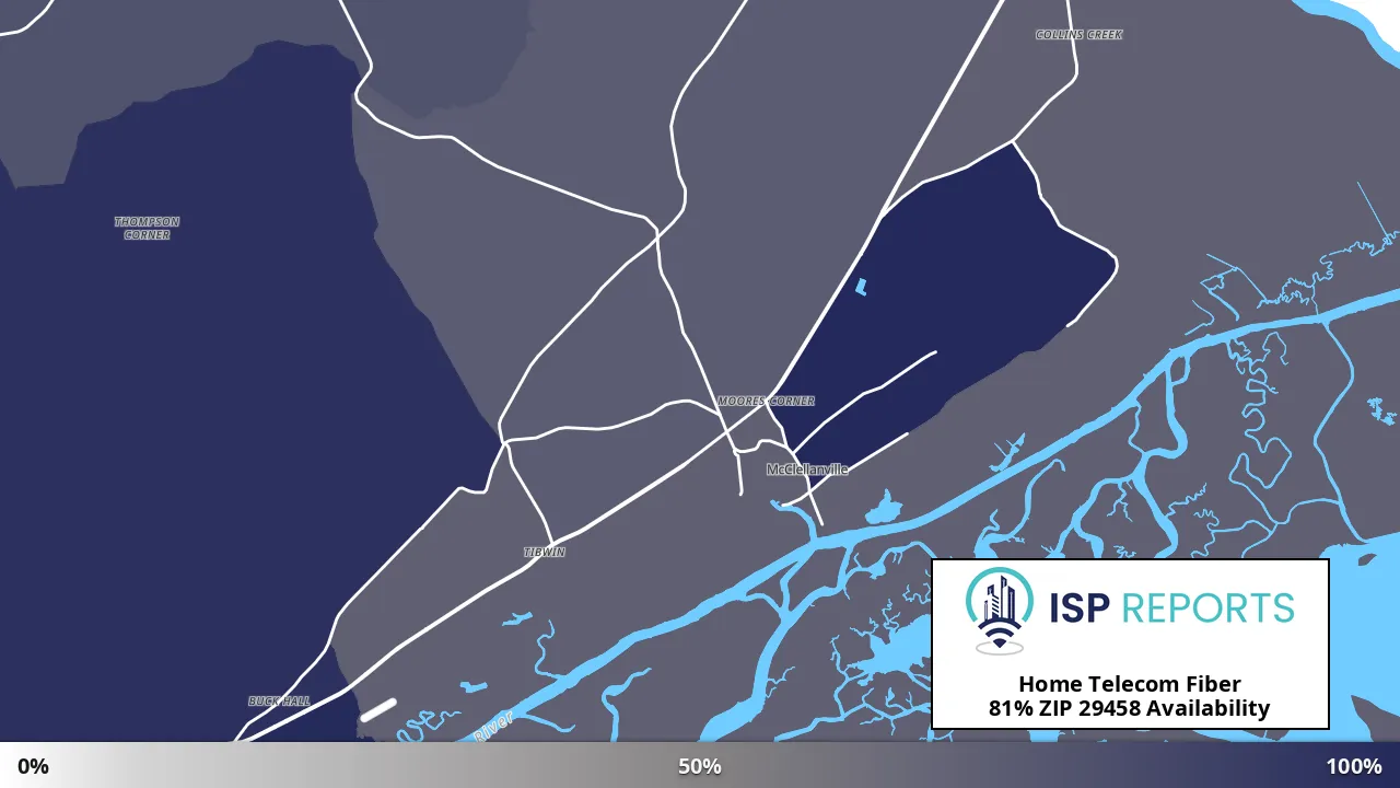 29458, SC map of internet availability