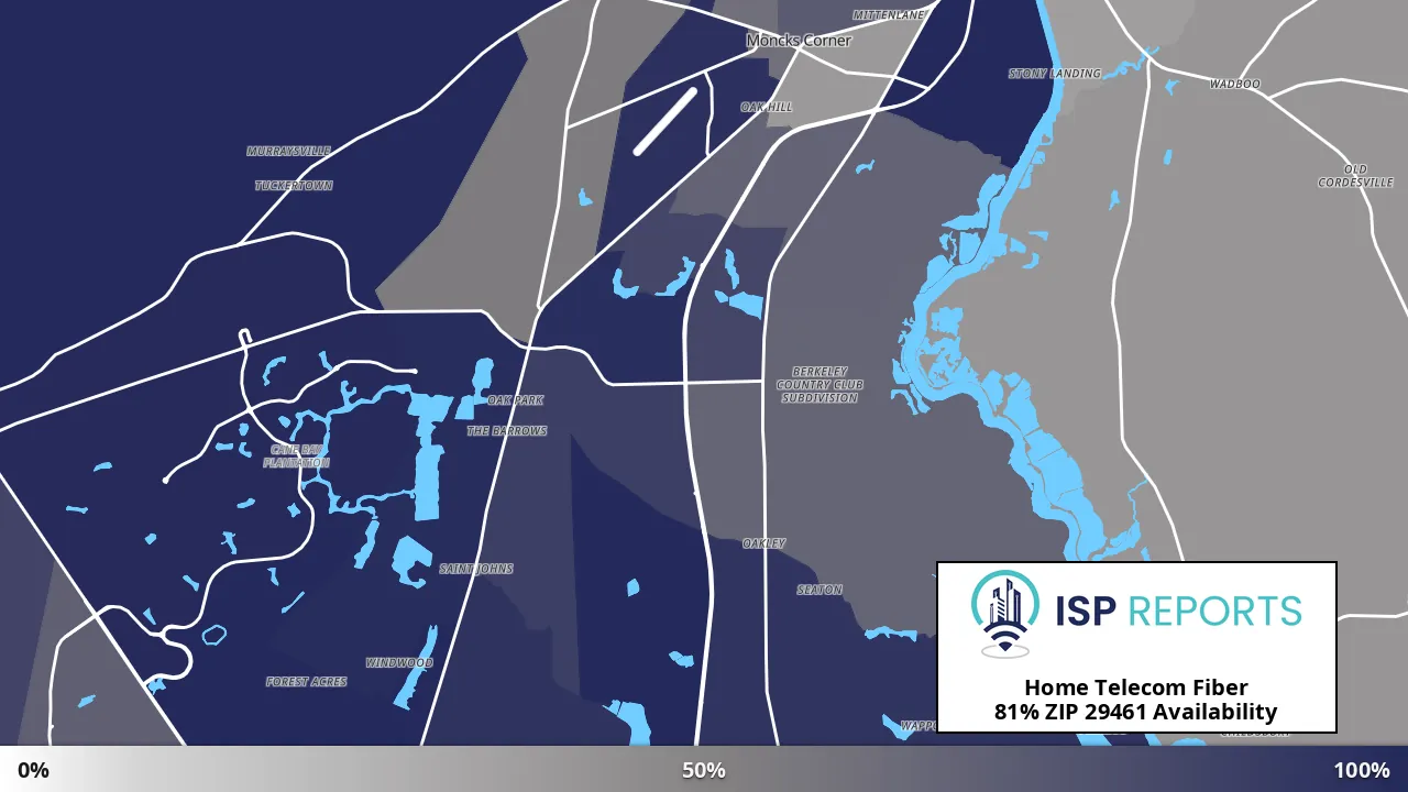 29461, SC map of internet availability