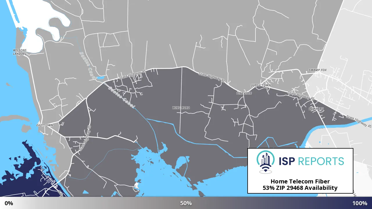 29468, SC map of internet availability
