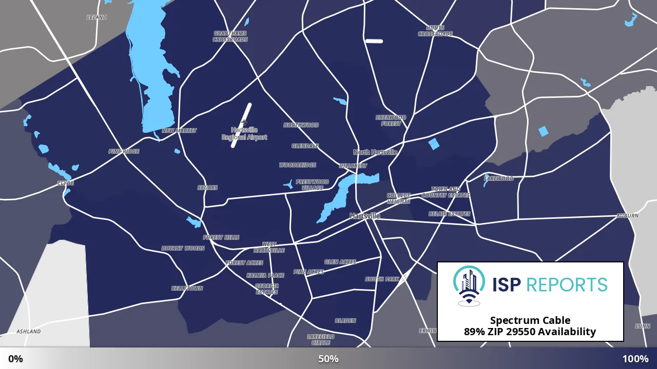 29550, SC map of internet availability