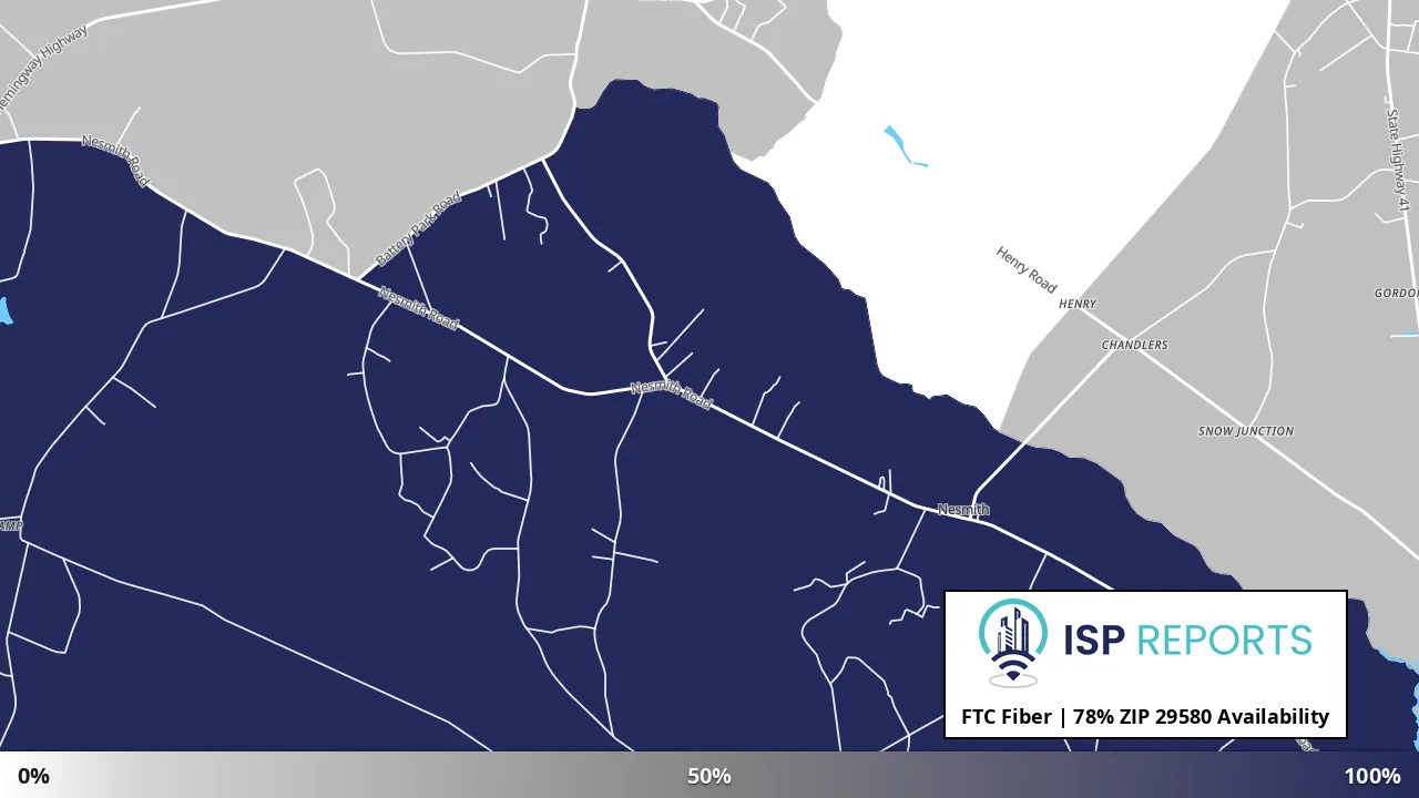 29580, SC map of internet availability