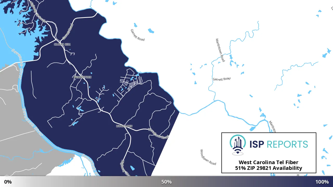 29821, SC map of internet availability