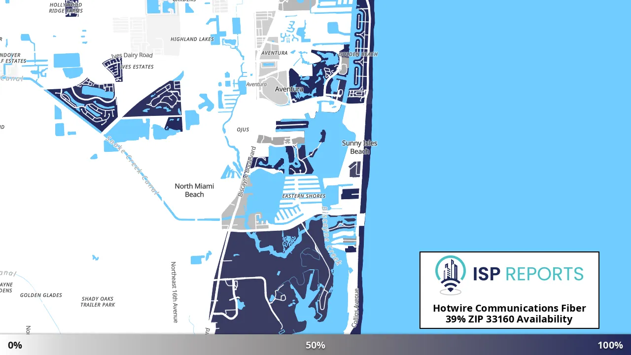 33160, FL map of internet availability
