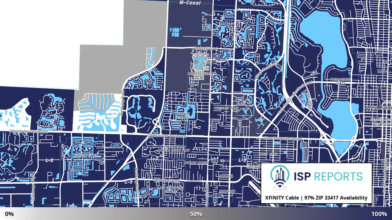 33417, FL map of internet availability
