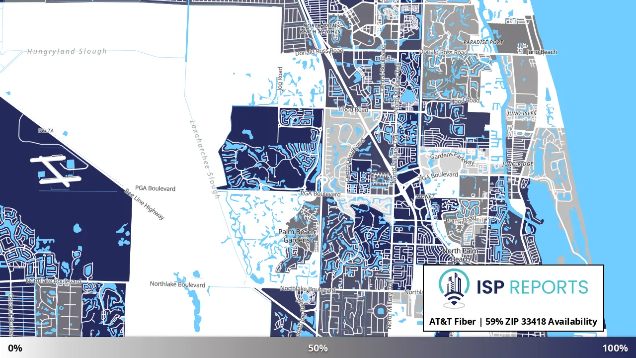 33418, FL map of internet availability