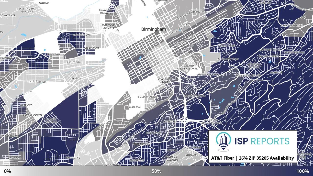 35205, AL map of internet availability