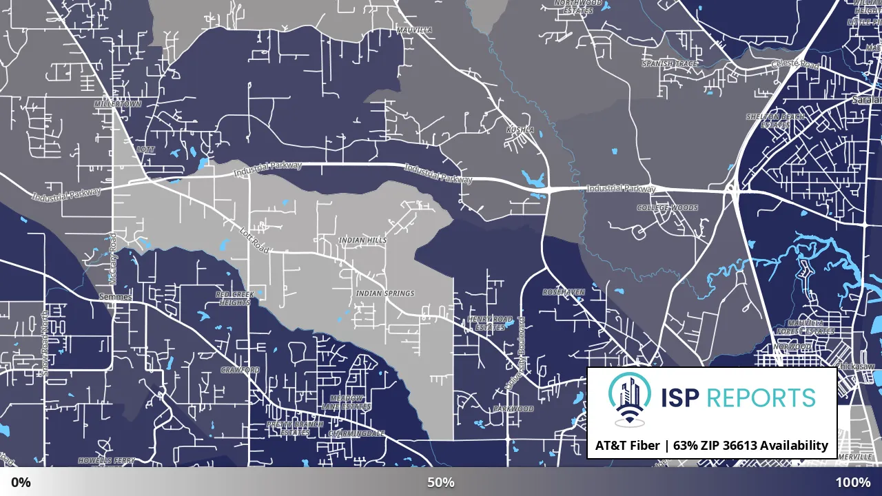 36613, AL map of internet availability