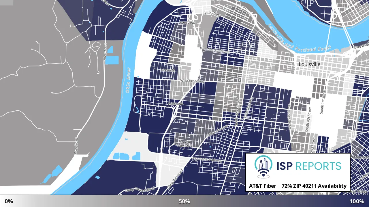 40211, KY map of internet availability