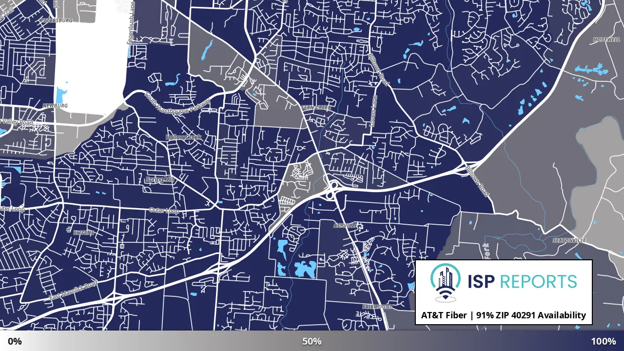 40291, KY map of internet availability