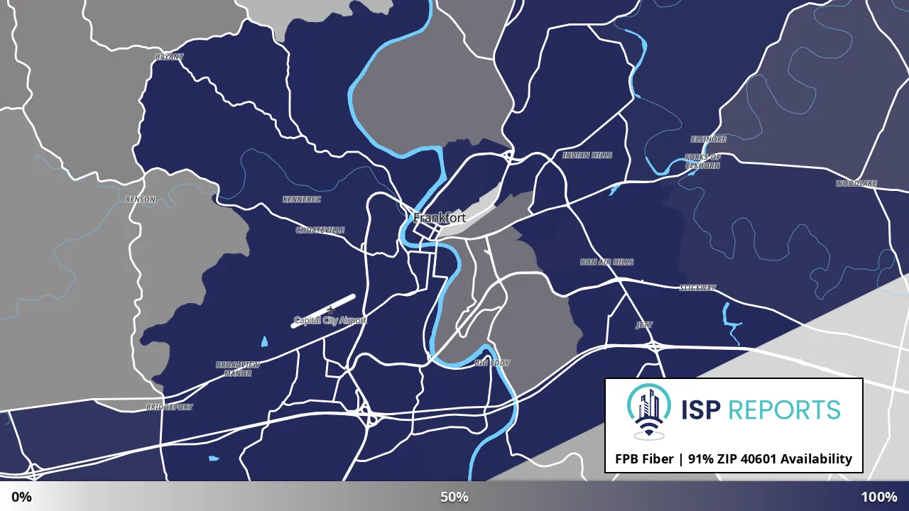 40601, KY map of internet availability