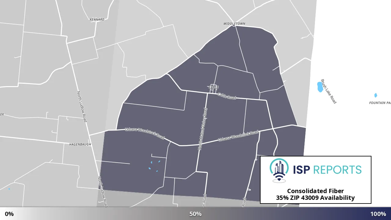 43009, OH map of internet availability