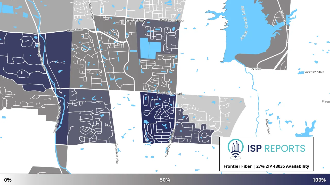 43035, OH map of internet availability